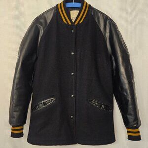 Vintage Retro Lettermans Jacket Men's Size large black with yellow